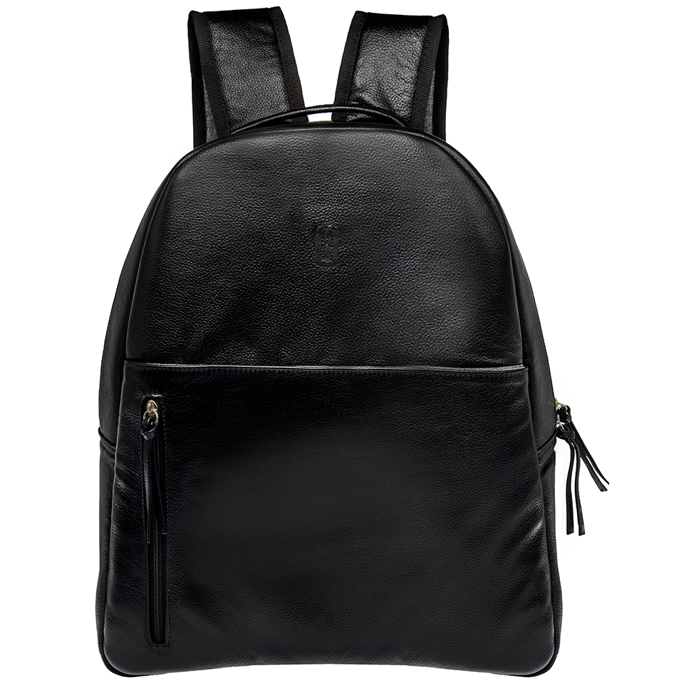 Mochila de Piel Negra para hombre. Backpack Venture Black