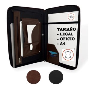 Carpeta cafe de piel oficio legal a4